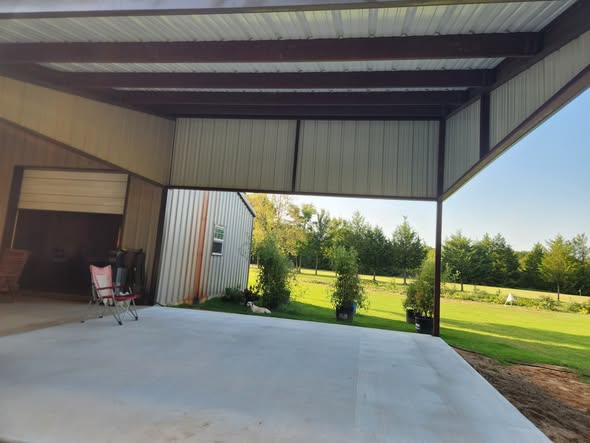 Inside a completed metal building